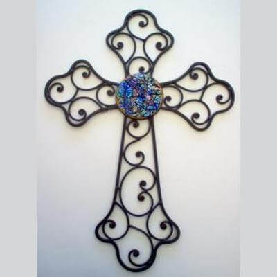 Wrought Iron With Dichroic Center Cross