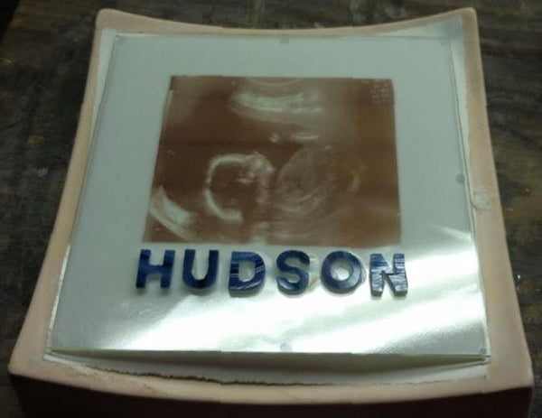 Custom Sonogram photo with wooden base