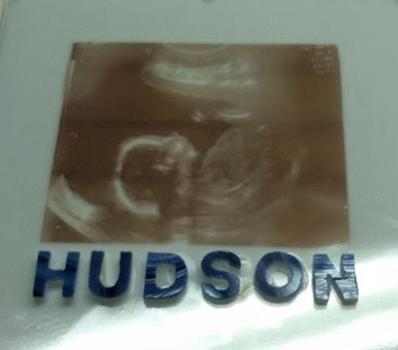 Custom Sonogram photo with wooden base