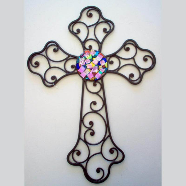 Wrought Iron With Dichroic Center Cross