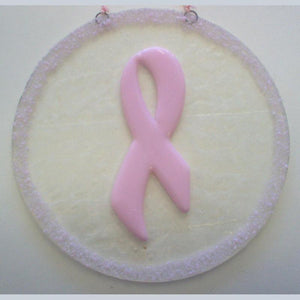 Pink Awareness Ribbon Panel with or without a glass base